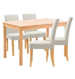 Hallowood Furniture Waverly Light Oak Dining Table (120X70Cm) Set With 4 Upholstered Chairs In Beige - thumbnail 8