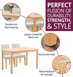 Hallowood Furniture Waverly Light Oak Dining Table (120X70Cm) Set With 4 Upholstered Chairs In Beige - thumbnail 2