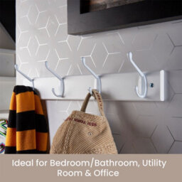 Keypak Coat Rack Wall Mounted White 4 Double Hooks - White Pine Rack 45Cm Clothes Hanger For Hallway, Bedroom, Bathroom - thumbnail 5
