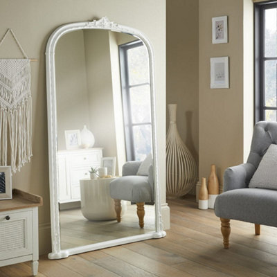 The Online Mirror Shop Leaner Mirror Mayfair Antique Arched Shape With White Frame- H 173Cm X W 104Cmx D 4Cm For Hanging In Living Room Or Bedroom - image 1