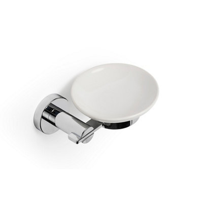 Croydex Flexi-Fix Metra White Silver Effect Zinc Alloy Soap Dish & Holder - image 1