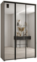 Arte Dakota Ii Sleek Cashmere Mirrored Sliding Door Wardrobe 1500mm H2350mm D600mm - Three Doors, Two Hanging Rails, And Six Shelves - thumbnail 1