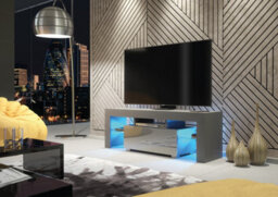 Floe Tv Unit 130Cm Dark Grey With High Gloss Doors And Led Lighting - Creative Furniture - thumbnail 2