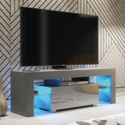 Floe Tv Unit 130Cm Dark Grey With High Gloss Doors And Led Lighting - Creative Furniture - thumbnail 8