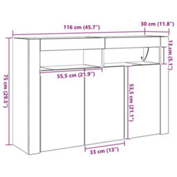 Vidaxl Sideboard Concrete Grey 116 X 30 X 75 Cm Engineered Wood - thumbnail 3