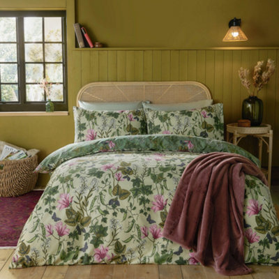 Furn. Mystic Berry Floral Reversible Duvet Cover Set, Green, Double - image 1