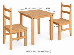 Mews Corona Dining Set 2 Seater Solid Mexican Pine Wood Dining Table With 2 Chairs - thumbnail 5
