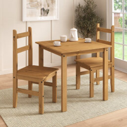 Mews Corona Dining Set 2 Seater Solid Mexican Pine Wood Dining Table With 2 Chairs