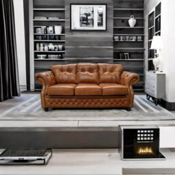 Chesterfield 3 Seater Old English Tan Leather Sofa Settee Bespoke In Era Style - thumbnail 3