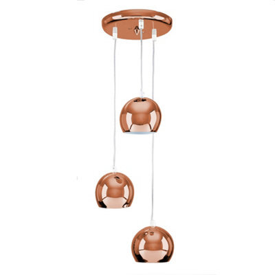 Valuelights Retro Eyeball 3 Way Droplet Ceiling Pendant Light Fitting In Copper Finish - image 1