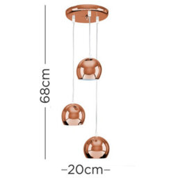 Valuelights Retro Eyeball 3 Way Droplet Ceiling Pendant Light Fitting In Copper Finish - thumbnail 6