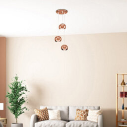 Valuelights Retro Eyeball 3 Way Droplet Ceiling Pendant Light Fitting In Copper Finish - thumbnail 5