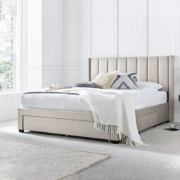 Elegance Natural Beige Upholstered Storage - King Size 5Ft Drawer Bed Frame Only - thumbnail 1