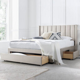 Elegance Natural Beige Upholstered Storage - King Size 5Ft Drawer Bed Frame Only - thumbnail 2