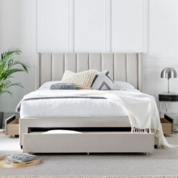 Elegance Natural Beige Upholstered Storage - King Size 5Ft Drawer Bed Frame Only - thumbnail 4