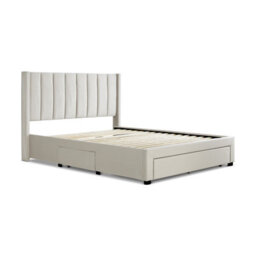 Elegance Natural Beige Upholstered Storage - King Size 5Ft Drawer Bed Frame Only - thumbnail 7