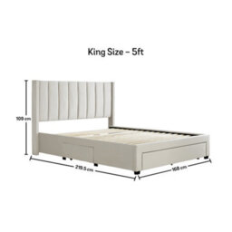 Elegance Natural Beige Upholstered Storage - King Size 5Ft Drawer Bed Frame Only - thumbnail 9
