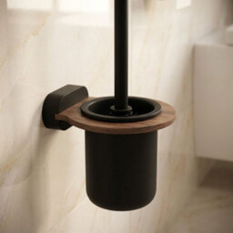 Bisk Matte Black/brown Toilet Brush Ceramics Cup Wall Mounted Wc Bathroom Accessories - thumbnail 3