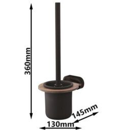 Bisk Matte Black/brown Toilet Brush Ceramics Cup Wall Mounted Wc Bathroom Accessories - thumbnail 2