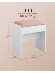 LEDREM Dressing Table Stool, Upholstered Makeup Stool, Velvet Vanity Stool, Footrest With Anti-Slip Pads, For Dressing Room - thumbnail 7