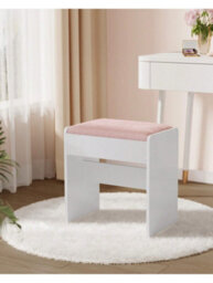 LEDREM Dressing Table Stool, Upholstered Makeup Stool, Velvet Vanity Stool, Footrest With Anti-Slip Pads, For Dressing Room - thumbnail 2