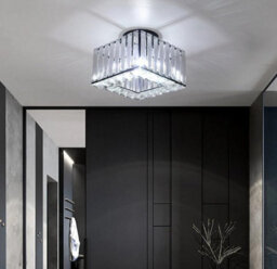 Semi Flush Mount Ceiling Light Crystal Chandelier Modern Black 20 Cm - thumbnail 1