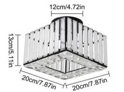 Semi Flush Mount Ceiling Light Crystal Chandelier Modern Black 20 Cm - thumbnail 2