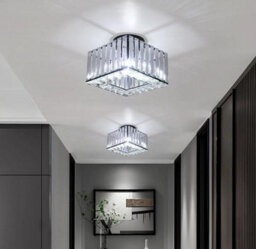 Semi Flush Mount Ceiling Light Crystal Chandelier Modern Black 20 Cm - thumbnail 3