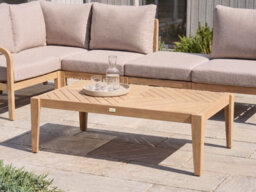 Beliani Garden Coffee Table Rivello 123 Cm 68 Cm Acacia Wood Light Brown - thumbnail 2