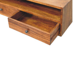 Artisan Furniture Solid Wood Lunar Chestnut Wall Mounted Media Unit, 2 Drawers And Open Shelf, Dark Brown - thumbnail 8