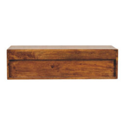 Artisan Furniture Solid Wood Lunar Chestnut Wall Mounted Media Unit, 2 Drawers And Open Shelf, Dark Brown - thumbnail 9