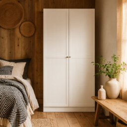 Wyld Haus Cherryfern White 2-Door Wooden Wardrobe, Matt Finish - thumbnail 2
