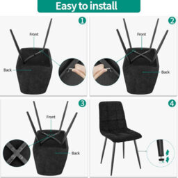 Longtoo Set Of 2 Linen Upholstered Dining Chairs With High Back And Modern Design,black - thumbnail 6