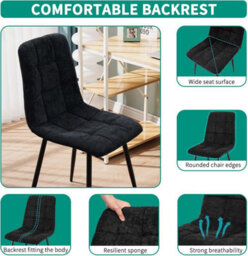 Longtoo Set Of 2 Linen Upholstered Dining Chairs With High Back And Modern Design,black - thumbnail 4