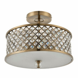 Anson Lighting Jenson Antique Brass With Clear K5 Crystal Glass Drops Decorative 3 Light Semi Flush Ceiling Light - thumbnail 2
