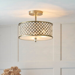 Anson Lighting Jenson Antique Brass With Clear K5 Crystal Glass Drops Decorative 3 Light Semi Flush Ceiling Light - thumbnail 3