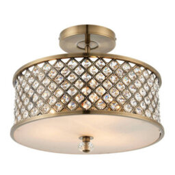Anson Lighting Jenson Antique Brass With Clear K5 Crystal Glass Drops Decorative 3 Light Semi Flush Ceiling Light - thumbnail 1