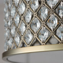 Anson Lighting Jenson Antique Brass With Clear K5 Crystal Glass Drops Decorative 3 Light Semi Flush Ceiling Light - thumbnail 4