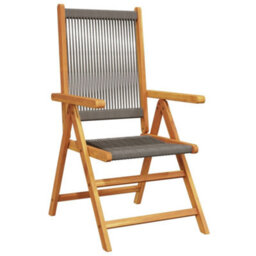 Berkfield Reclining Garden Chairs 6 Pcs Grey Solid Wood Acacia - thumbnail 3