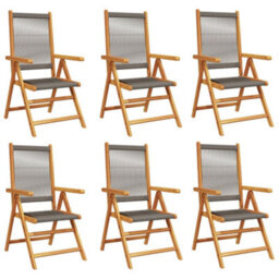 Berkfield Reclining Garden Chairs 6 Pcs Grey Solid Wood Acacia - thumbnail 2