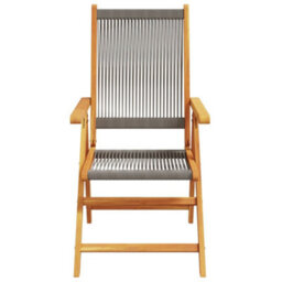 Berkfield Reclining Garden Chairs 6 Pcs Grey Solid Wood Acacia - thumbnail 4