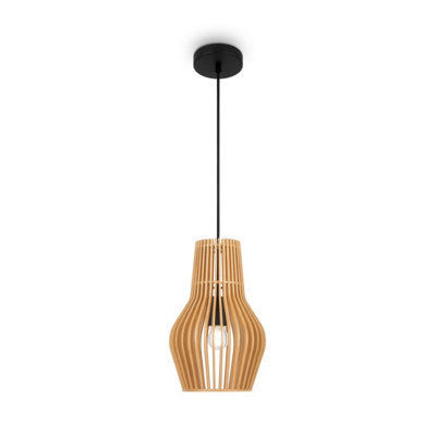 Luminosa Lighting Luminosa Roots I Modern 20Cm Wire Frame Pendant Ceiling Light Black 1Xe27 Beige Shade - image 1