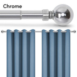 Bedlooms Plain Metal Curtain Pole- (120-210 Cm, 48''- 84'') Extendable Durable Rod Ball Finials 60 mm Chrome Finish - thumbnail 2