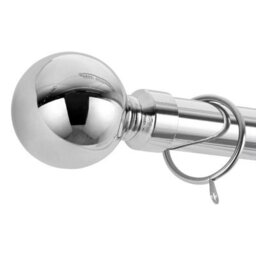 Bedlooms Plain Metal Curtain Pole- (120-210 Cm, 48''- 84'') Extendable Durable Rod Ball Finials 60 mm Chrome Finish - thumbnail 1
