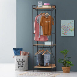Timber Art Design Dual Hanging Open Wardrobe Riviera Oak Bedroom Furniture - thumbnail 1