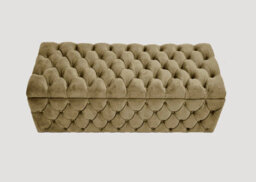 150Cm Wide Lux Ottoman Storage Box, Mink Velvet Upholstered Chesterfield Storage Ottoman Box