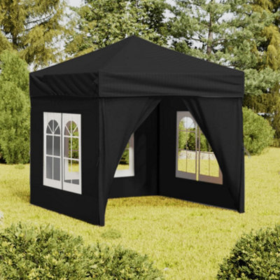 Walplus Folding Party Tent Garden Gazebo Canopy With Sidewalls Black 2X2 M - image 1