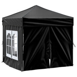 Walplus Folding Party Tent Garden Gazebo Canopy With Sidewalls Black 2X2 M - thumbnail 3