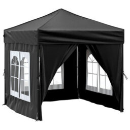 Walplus Folding Party Tent Garden Gazebo Canopy With Sidewalls Black 2X2 M - thumbnail 2