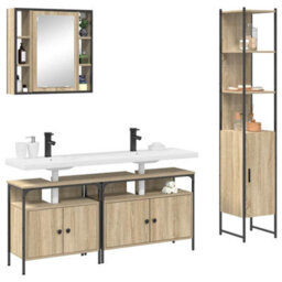 Berkfield Modern Bathroom Furniture Set 4 Pcs Sonoma Oak 33 X 33 X 185.5 Cm - thumbnail 3